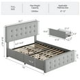 thumbnail image 2 of Senfot Full Size Bed Frame with 4 Storage Drawers and Headboard, Linen Upholstered Platform Bed Frame with Wooden Slats Support, No Box Spring Needed,Button Tufted Design, Light Grey, 2 of 6