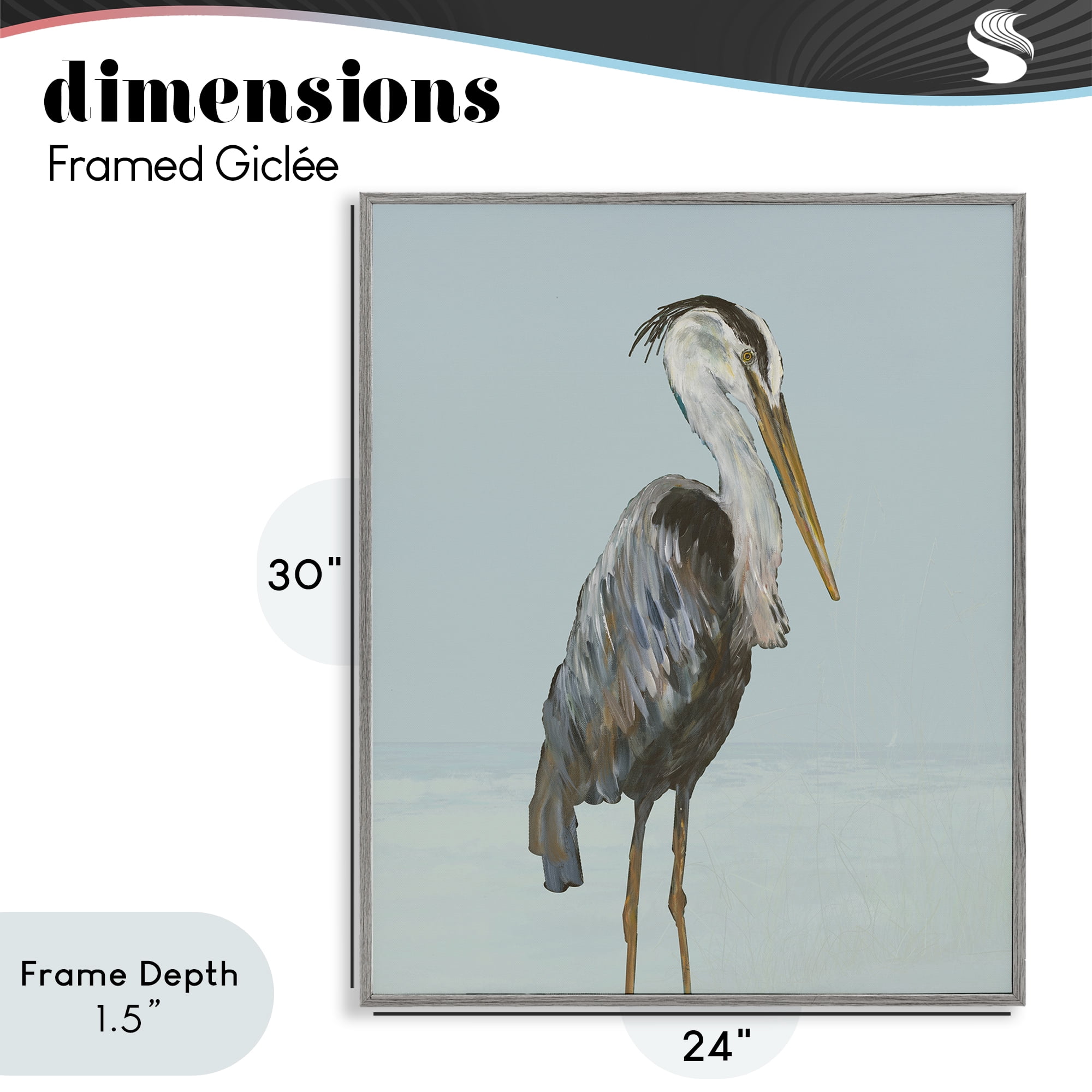 Stupell Industries Coastal Pelican Muted Blue Gray Framed Giclee Art, design by Julie DeRice
