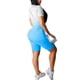 thumbnail image 4 of Conjunto de ropa deportiva para mujer Conjunto de pantalones cortos con top de yoga Camiseta deportiva de manga corta, Azul, XL kenally  AP002243-12, 4 of 7
