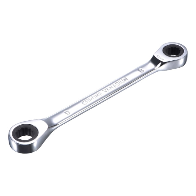 Unique Bargains Double Box End Ratcheting Wrench (8mm x 9mm) Metric 72 Teeth 12 Pt Ratchet Spanner Tools, CR-V
