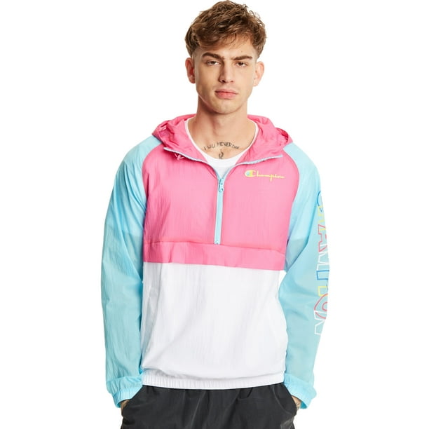 Champion Life Mens Colorblock Manorak S Blue Horizon Reef Pink