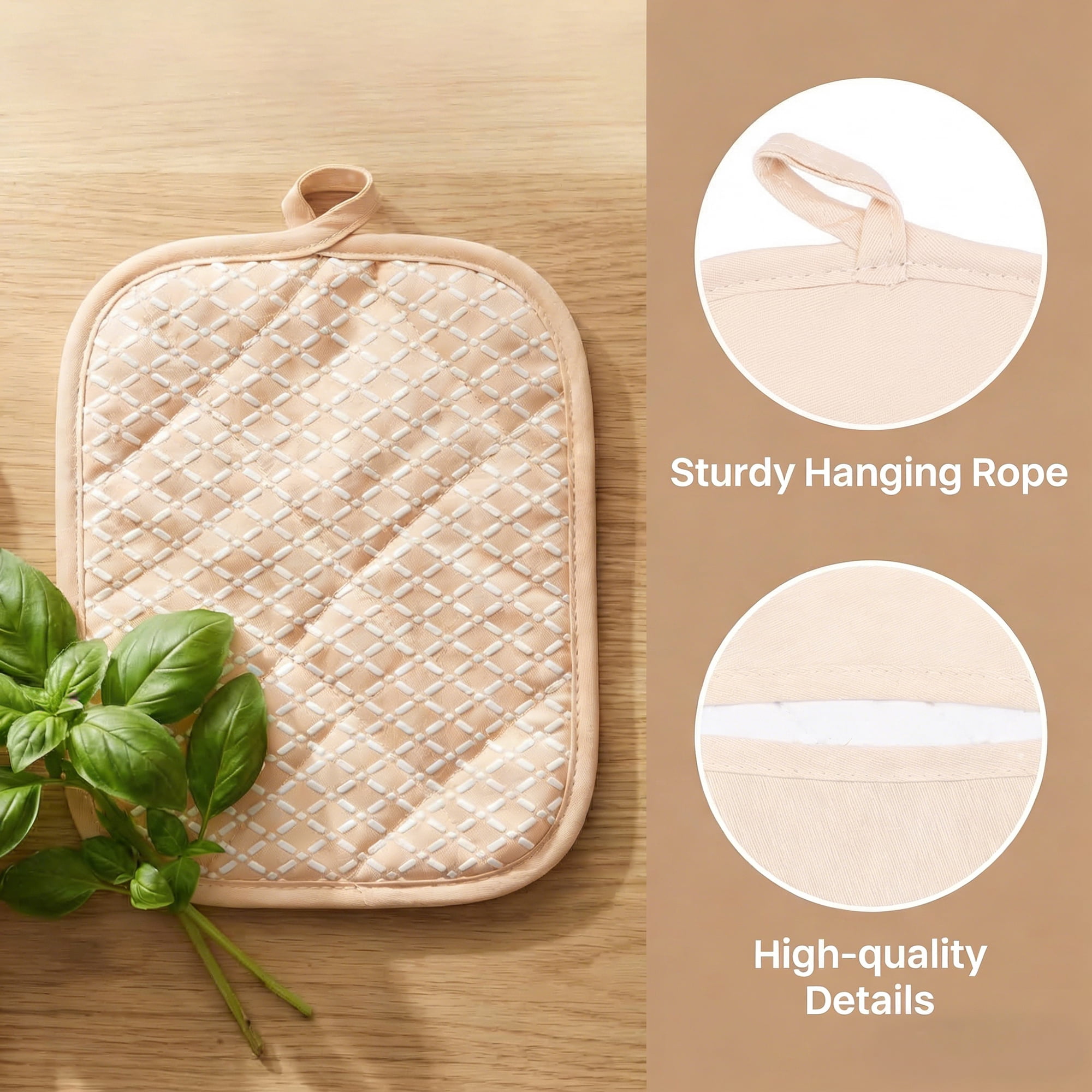 Unique Bargains Pot Holders Heat Resistant Trivets Non Slip Hot Pads Cream Cream