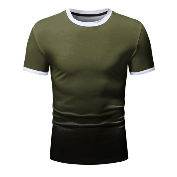 Gubotare Big And Tall Shirts For Men Men's Short Sleeve Hipster Longline Drop Cut T-Shirts,Army Green 3XL