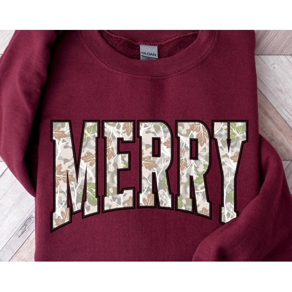 Camo Merry Sweatshirt Camouflage Sweatshirt Sweater Shirt Winter Hunting Hoodie Tops , Sweatshirt Size S-5Xl