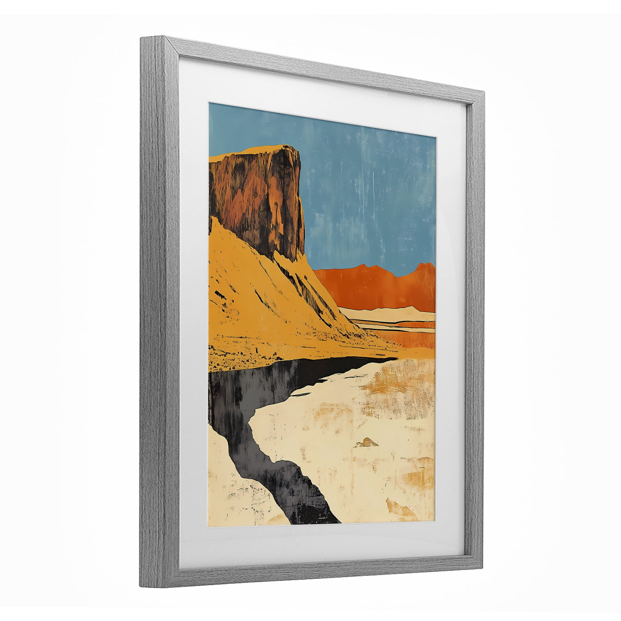 Stupell Industries Canyon Pass Pathway Gray Framed Print Under Glass, design by Walker Noble