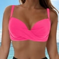 thumbnail image 2 of vigerkar Women Twist Front Underwire Bikini Top Push Up Lace Up Swimsuit Tops Bra Padded Bathing Suit Tops Hot Pink, M, 2 of 9
