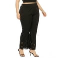 thumbnail image 5 of Women's Lace Floral Trim Pants Wide Leg Elastic Plus Size Casual Pants, 5 of 7