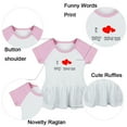 thumbnail image 2 of Pack of 2, I Love My Dad & I Love My Mom Funny Dresses For Baby, Newborn Babies Skirts, Infant Princess Dress, Toddler Frocks (Pink Raglan Dresses, 0-6 Months), 2 of 5