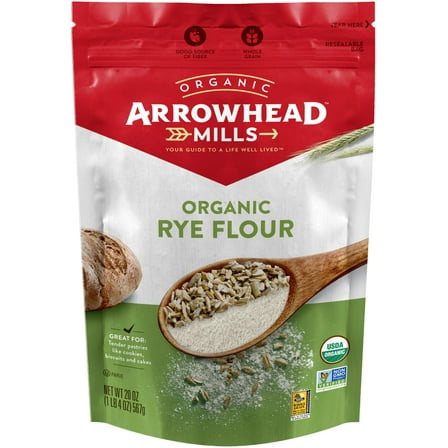 Pack of 2 Arrowhead Mills Organic Rye Flour, 20 Ounce