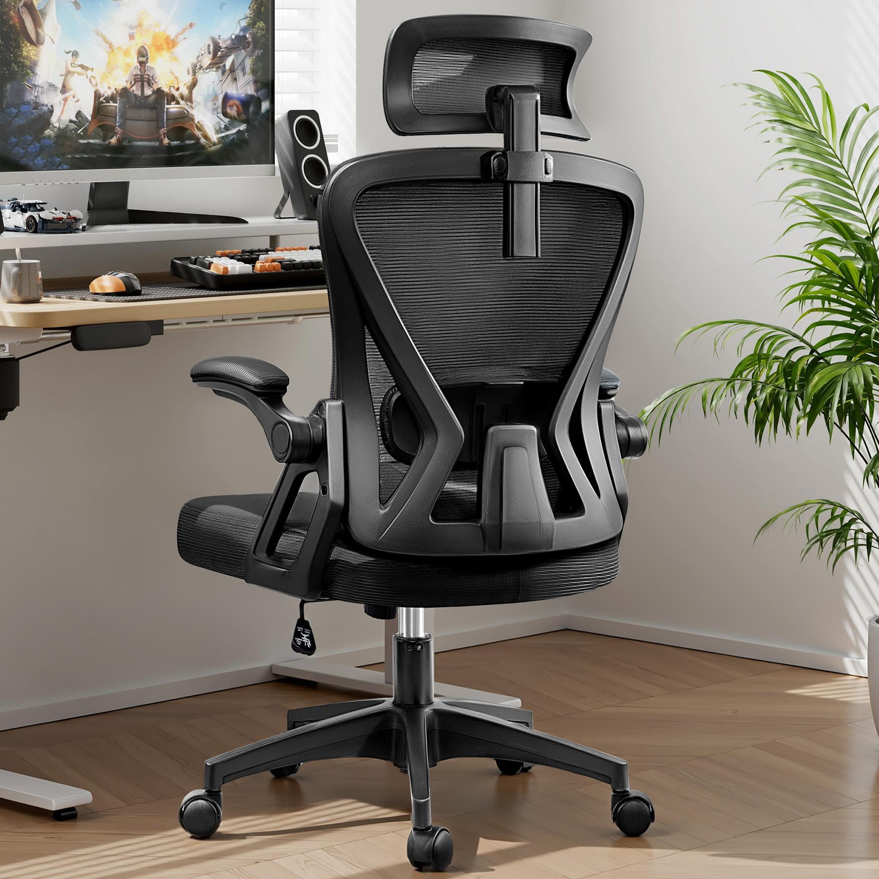 COOLHUT Ergonomic Office Chair, High Back Mesh Office Desk Chair with Headrest 500LBS, Executive Office Chair with Adjustable Aremrest, Home Office Swivel Desk Chair for Home Office, Black