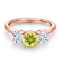 thumbnail image 3 of Gem Stone King 18K Rose Gold Plated Silver Canary Mystic Topaz and White Zirconia Engagement Ring for Women | 2.50 Cttw | Round 6MM | Gemstone November Birthstone | Size 6, 3 of 6