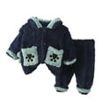 thumbnail image 2 of KYAIGUO Toddler Fleece Dinosaur Pjs 2 PCS Set for Kids Thickened Sleepwear Coat & Pants Hooded Outerwear for Boys Girls 6M-4Y, 2 of 8