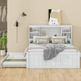 thumbnail image 4 of Euroco Full Size Storage Headboard Modern Platform Bed with Trundle, Antique White, 4 of 11