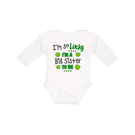 Inktastic I'm So Lucky I'm a Big Sister to Be Girls Long Sleeve Baby Bodysuit