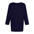 thumbnail image 4 of YDKZYMD 3/4 Sleeve T Shirt Women Trendy V Neck Shirts Fashion Elbow Sleeve Tops Solid Color Casual Fitting Petite Three Quarter Sleeve Loose Fit T Shirts Royal Blue 3XL, 4 of 6