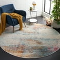 thumbnail image 2 of SAFAVIEH Phoenix Basil Abstract Area Rug, Aqua/Gold Rose, 6'7" x 6'7" Round, 2 of 8