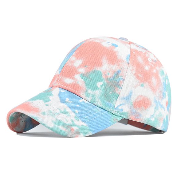Lroveb Baseball Caps for Women Casual Tie Dye Printed Colorful Cap Peaked Visors Visor Hat