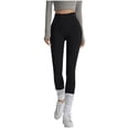 thumbnail image 3 of QIUOMBBP Womens No Front Seam Leggings High Waist Butt Lifting Yoga Legging Tummy Control Sport Running Pant Black M, 3 of 6