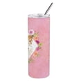 thumbnail image 4 of Fox Terrier Pink Flowers Double Walled Stainless Steel 20 oz Skinny Tumbler, 4 of 4
