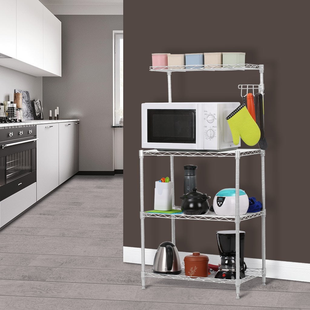 LANGRIA 4 Tier Microwave Rack with Spice Rack Organizer, Microwave