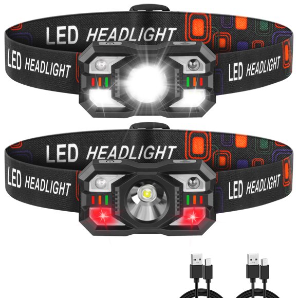 Linterna frontal recargable Staaricc LED con luz roja, paquete de 2 para adultos