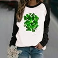 thumbnail image 2 of Fesfesfes Long Sleeve Tops for Women Raglan Patchwork St. Patrick's Day Heart Printed Round Neck Shirt Casual Tee Tops, 2 of 4