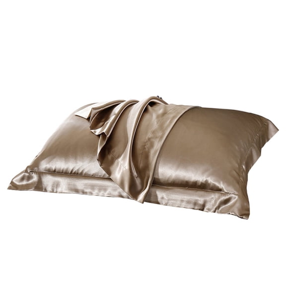 WESIEVYA 1Pair Golden Silk Pillowcase Pillow Cover Soft Smooth Fabric for Home