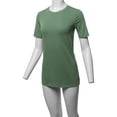 thumbnail image 5 of A2Y Women's Basic Solid Premium Cotton Short Sleeve Crew Neck T Shirt Tee Tops Light Olive M, 5 of 6