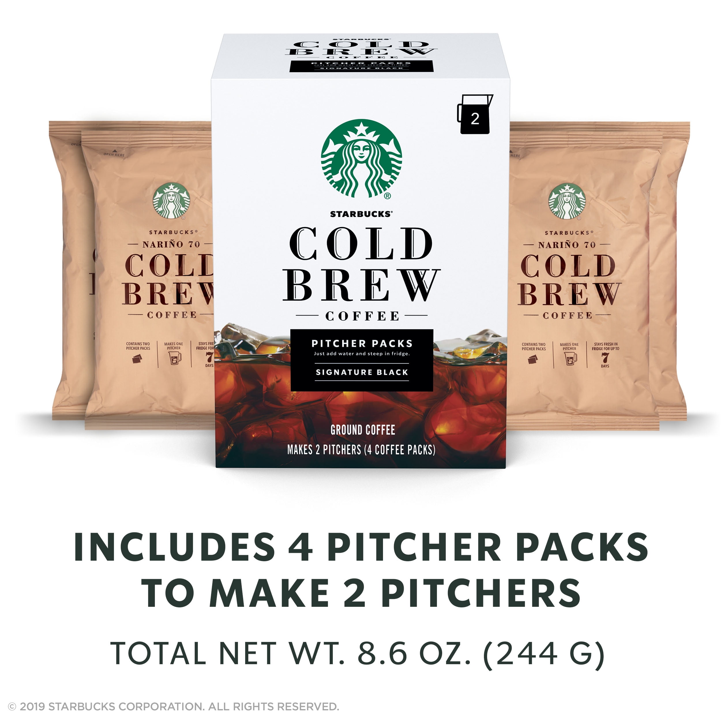 Starbucks Cold Brew Coffee — Signature Black — Pitcher Packs — 1 box (makes 2 pitchers total)