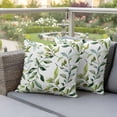 thumbnail image 4 of Sage Green Leaf Pillow Covers 2 Pack Green Eucalyptus Leaves Pillowcase Waterproof Outdoor Throw Pillow Cover for Patio Garden Square Cushion 24”x24”, 4 of 9