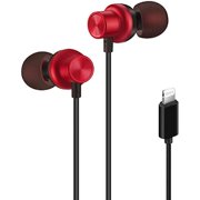 ZLC Lightning Headphones Magnetic in-Ear Earphones MFi Certified Earbuds with Mic Controller Compatible iPhone 14 13 12 11 Pro Max iPhone X XS Max XR iPhone 8 P / 7 P EarflowPlus Metallic Red