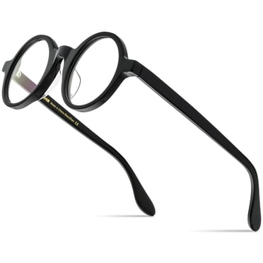 HEPIDEM Acetate Men Vintage Round Optical Glasses Frame Zolman Big (Black Big )