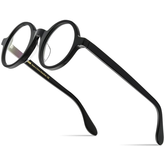 HEPIDEM Acetate Men Vintage Round Optical Glasses Frame Zolman Big (Black Big )