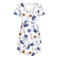 thumbnail image 6 of Edvintorg Womens Casual Dress Loose Fit Lightweight V Neck Short Sleeve Flora Dresses Womens Fashion Summer Clothes White S, 6 of 7
