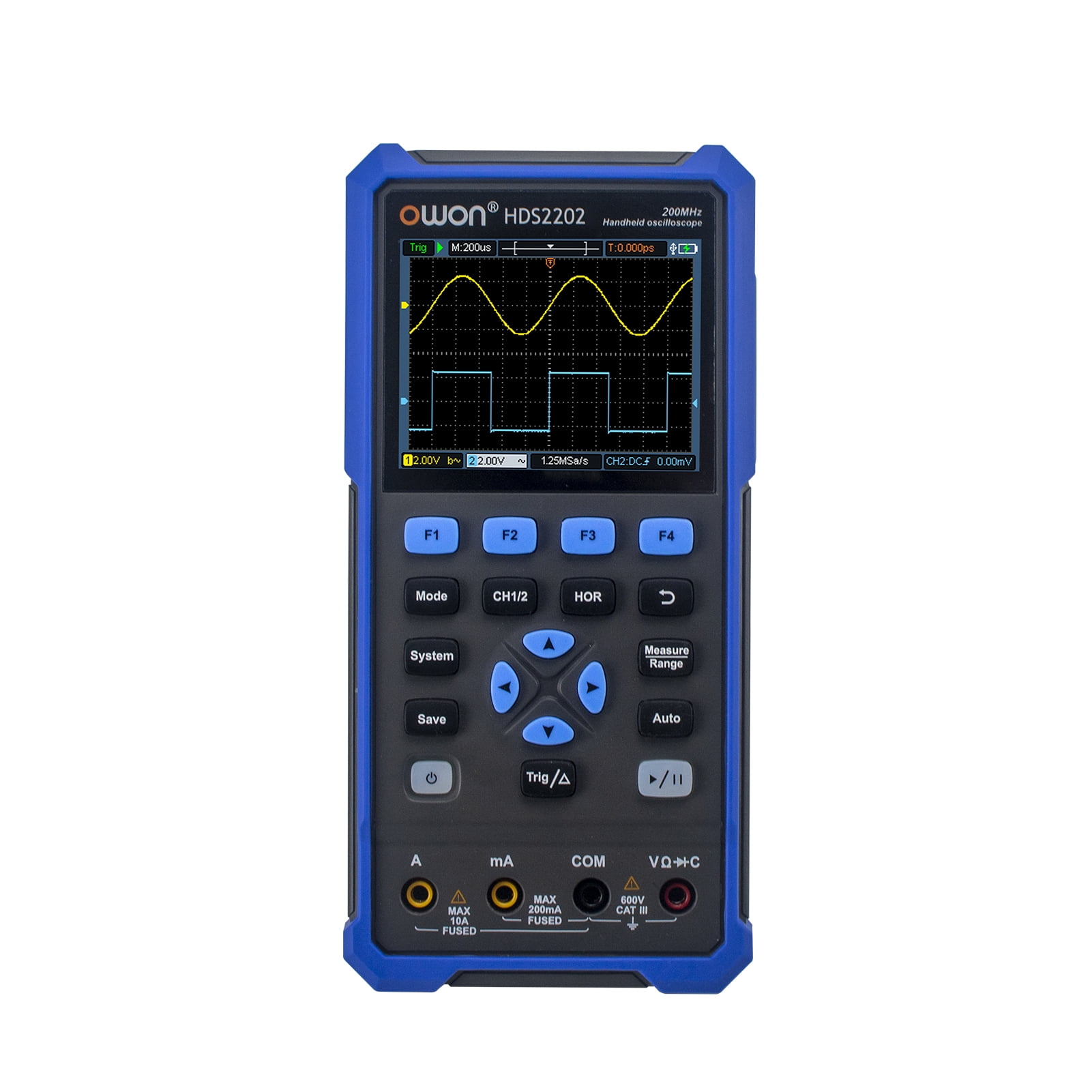 Forbandet fodbold Jobtilbud Lepmerk OWON HDS2202 Handheld Digital Oscilloscope Multimeter 200MHz 1GSas  Dual Channels Oscilloscope True RMS 20000 Counts Multi Tester 3.5-inch  Color LCD Rechargeable Type-C Interface - Walmart.com