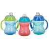 Nuby 3 Piece No-Spill Grip N’ Sip Cup with Soft Flex Spout, 2 Handle with Clik It Lock Feature, Boy, 10 Ounce