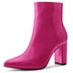 thumbnail image 1 of Botines De Punta Estrecha Con Cremallera Y Tacón Grueso Para Mujer Rosa rosa 7, 1 of 7