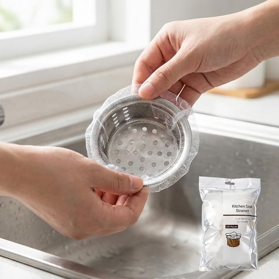 Sink Strainer Pouches,Mesh Sink Strainer Bags,Disposable Elastic Drain Nets,Anti-Clog Food Waste Catcher,Universal Fit for Kitchen Sinks and Sourdough Prep(400)