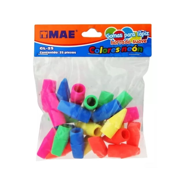 25 Piezas De Gomas Borrar Lapiz Colores Neon Mae Borrado Suave Escolar