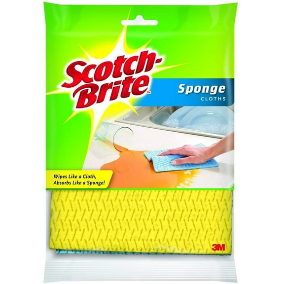 3M Sponge Cloth - Multi Purpose Cleaning - 2 Pack, Color May Vary