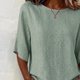 thumbnail image 4 of Neewe Women's Summer Casual Crewneck Half Sleeve T-Shirts Plain Loose Fit Cotton Linen Basic Tops Tees Blouses, 4 of 8
