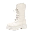 thumbnail image 3 of Willtoo Women's Mid Calf Platform Combat Boots, Round Toe Lace Up Chunky Lug Sole Boots, Non Slip Fashion Winter Boots, 3 of 6