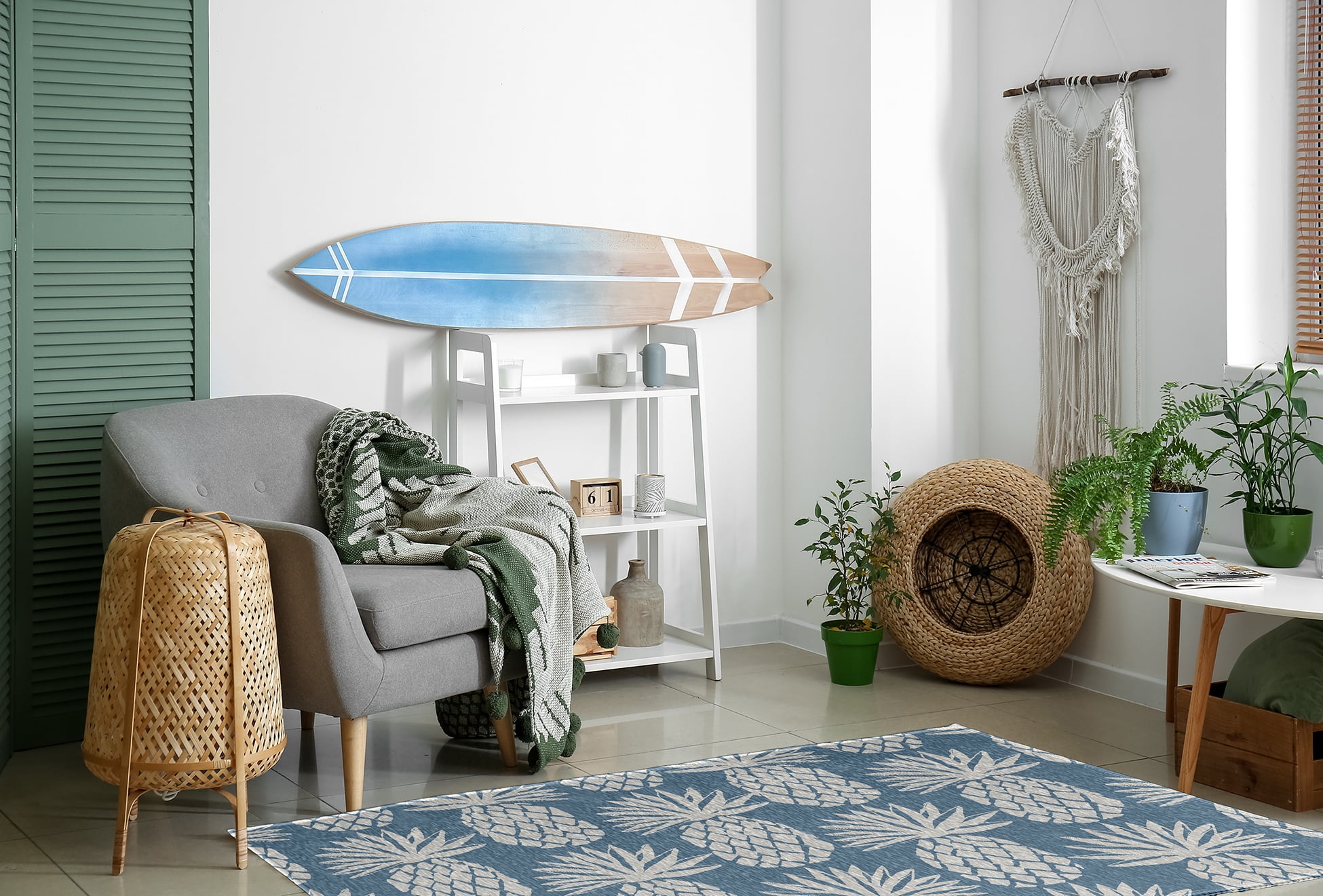 Simply Daisy 4' x 6' Pineapple Pattern Chenille Rug, Dusty Smoke