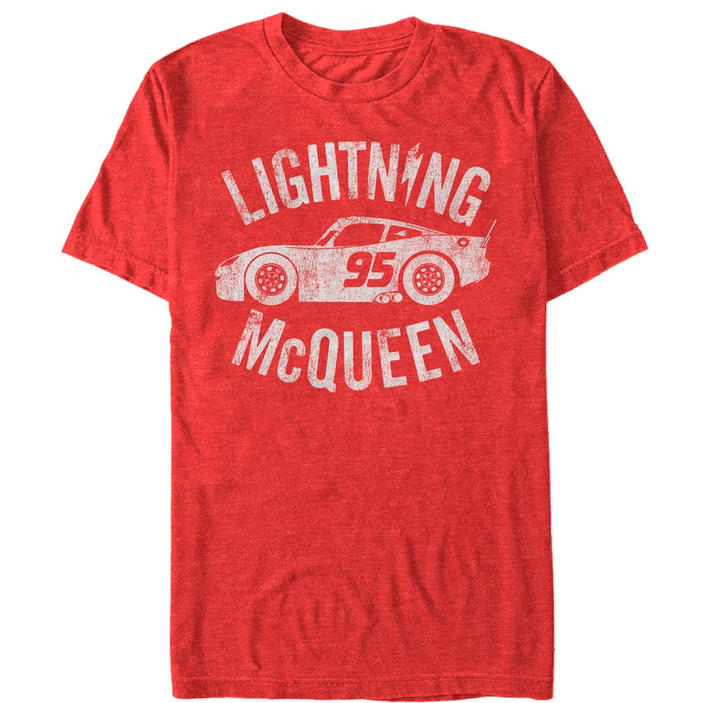Disney Pixar Cars Men's Cars Lightning McQueen Graphic Tee Red Heather Medium