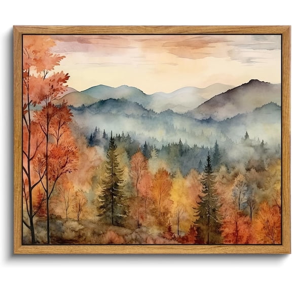 Fall Forest Landscape Wall Art Print, Rustic Decor