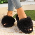 thumbnail image 7 of Fnooota Womens Slide Slippers, Non Slip Open Toe Indoor Comfort Fuzzy Slippers Bedroom Shoes Black Size 6.5-7, 7 of 7