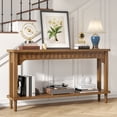 thumbnail image 5 of Long Console Table, 2-Tier Sofa Table Behind Couch, Narrow Hallway Table for Living Room, Entryway, Walnut, 5 of 8