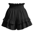 thumbnail image 5 of hoksml Women's 100% Cotton Ruffle Shorts - High Waist Elastic Waistband Tiered Ruffle Hem Casual Summer Shorts, 5 of 6