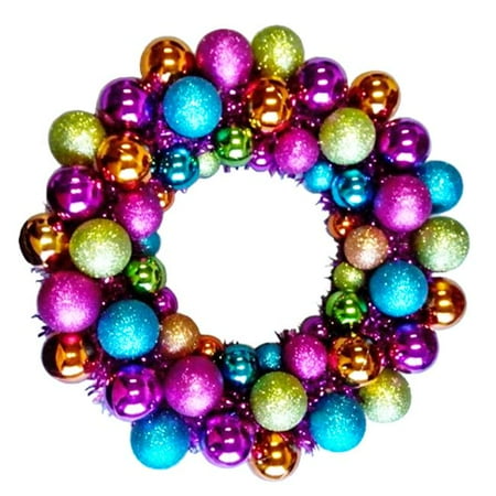 Ball Wreath Winterland BAT-BWR-16-FU-PW Mardi Gras Ball Wreath With Battery Powered Pure White Led ()