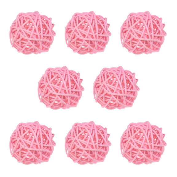 Uxcell 8-Pack Wicker Rattan Balls 50mm/2 Inch Decorative Rattan Balls for Christmas Weddings Thanksgiving Pink
